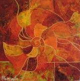 Ammonite Gold by Wilma Seston, Painting, Acrylic on canvas