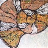 Ammonite: Waiting by Wilma, Painting, Mixed Media on Canvas