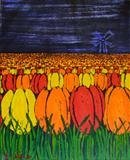 Flower Field by Wilma, Painting, Acrylic and charcoal on canvas