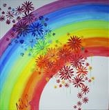 Rainbow Flower Series 1 by Wilma, Painting, Acrylic on canvas