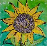 Wild Sun Flower 1 by Wilma, Painting, Mixed Media on Canvas